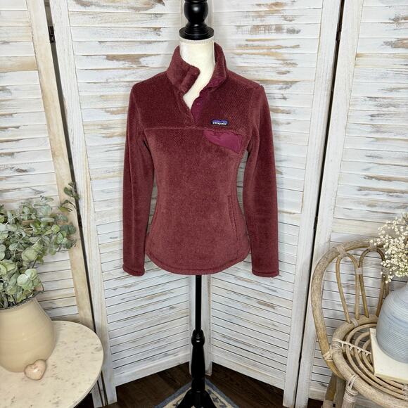 PATAGONIA Women's S Re-Tool Snap-T Fleece Pullover Jacket Polartec Rose Mauve - Picture 2 of 13